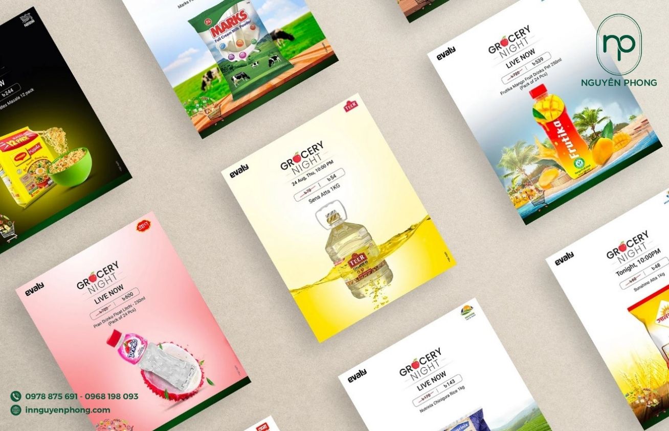 Mẫu thiết kế logo tạp hóa trên tờ rơi